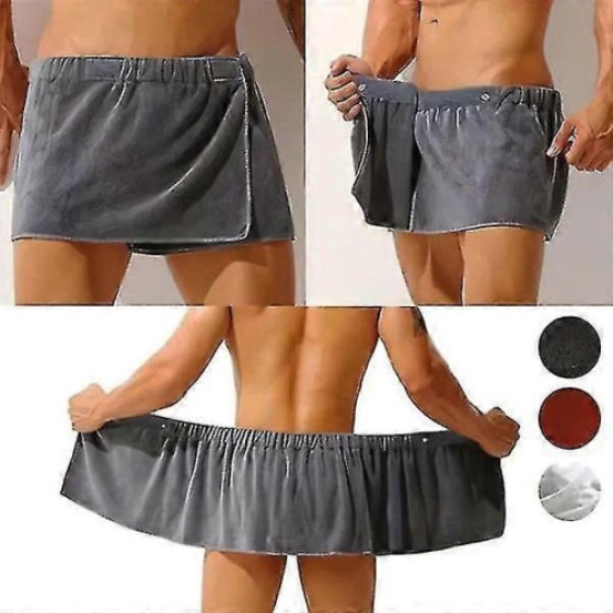 (マロン) 男性用の柔らかいバスタオル、着用可能、ショートパンツ、柔らかいマイクロファイバーのビーチタオル。